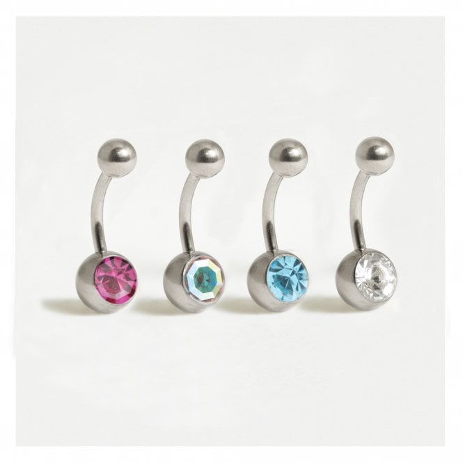 kingsley ryan Steel Jewelled Micro Belly Bar