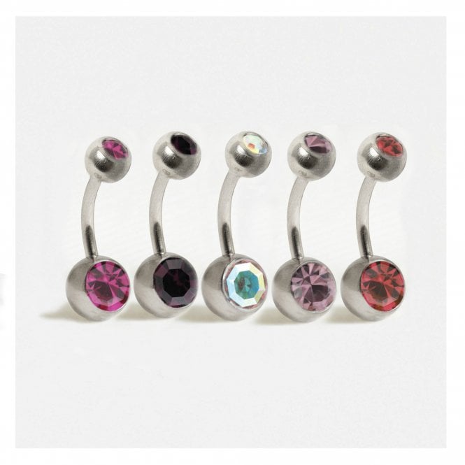 kingsley ryan Titanium Double Jewelled Belly Bar
