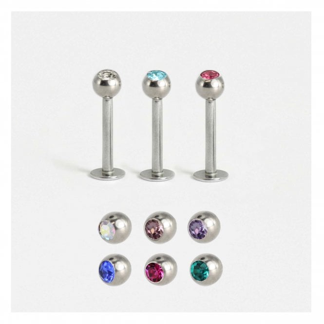 kingsley ryan Titanium Jewelled Labret - 1.2mm