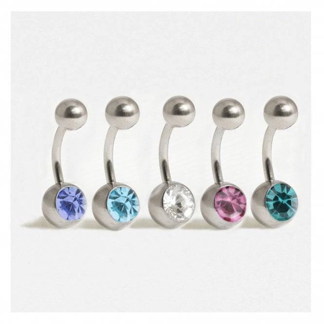 kingsley ryan Titanium Single Jewelled Belly Bar