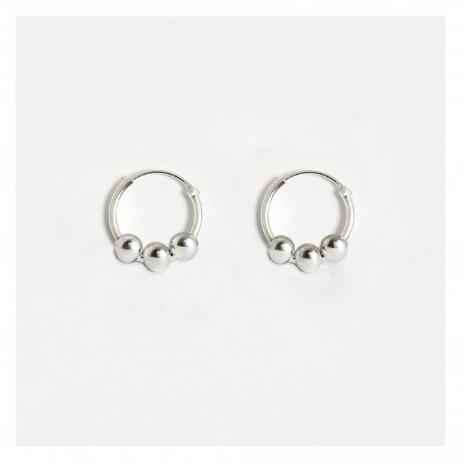 kingsley ryan Triple Bead Hoop Earrings - 10mm