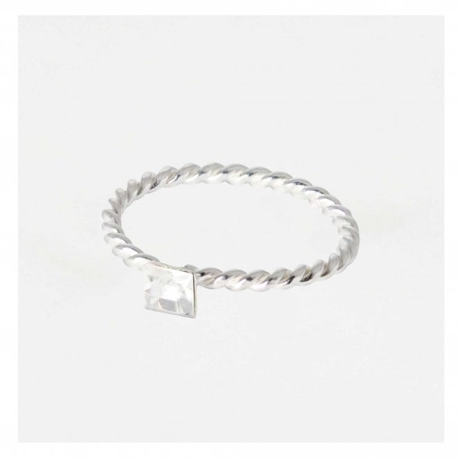 kingsley ryan Twist Ring with Clear Crystal Gem