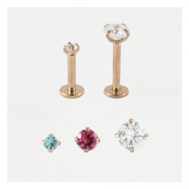 kingsley ryan Rose Gold PVD Steel Clawset Round Labret - Internally Threaded 1.2mm