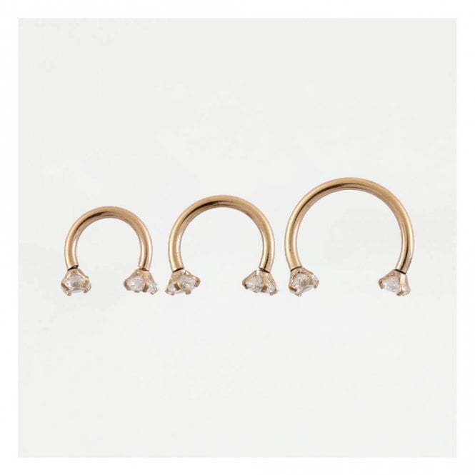 kingsley ryan Rose Gold PVD Steel Jewelled Horseshoe (CBB) - 1.2mm