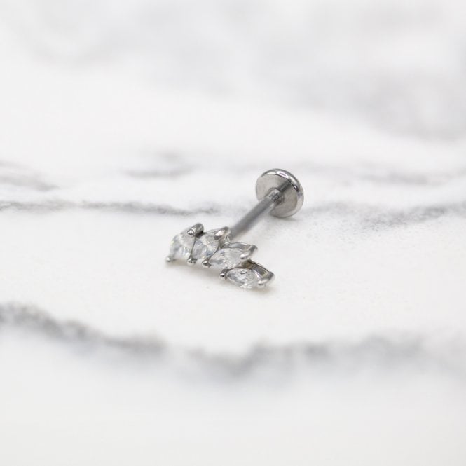 kingsley ryan Small Curved Marquise Crystal Labret - Internally Threaded