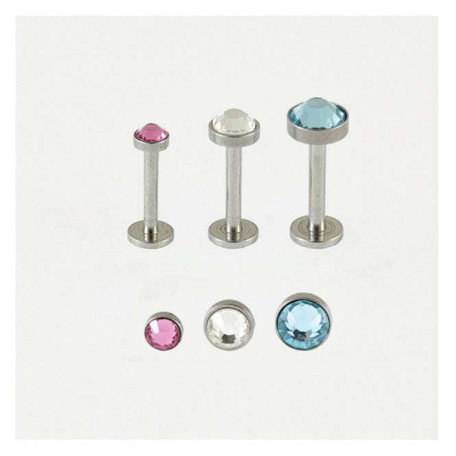 kingsley ryan Steel Bezel-set Cabochon Labret - 1.2mm - Internally Threaded