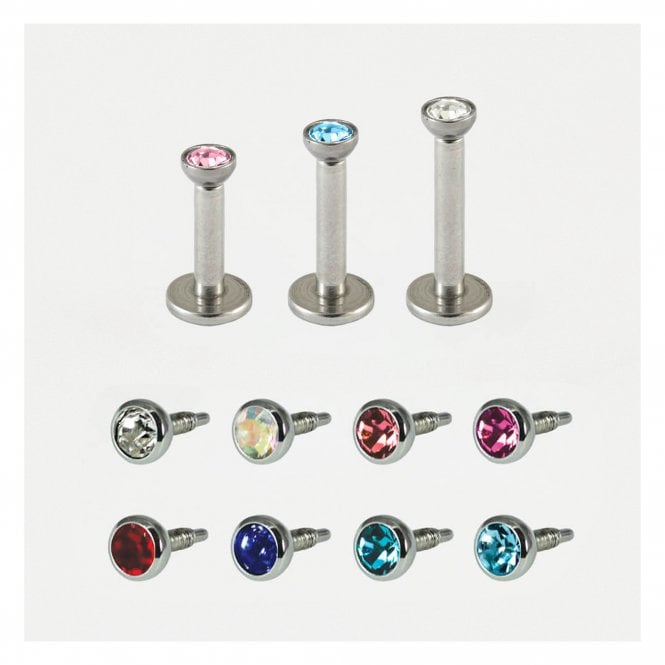 kingsley ryan Steel Bezel-Set Gem Labret - 1.2mm - Internally Threaded