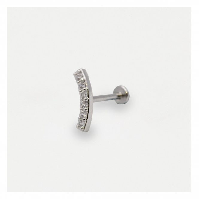 kingsley ryan Steel Crystal Curve Labret - Internally Threaded