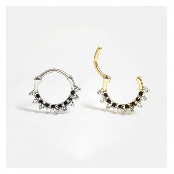 kingsley ryan Steel Dainty Crystal Clicker Hoop -1.2mm