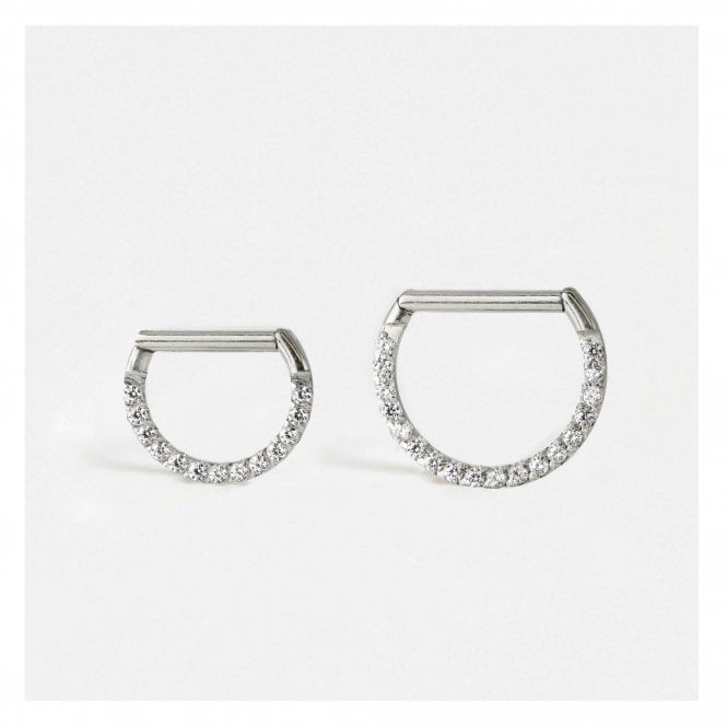 kingsley ryan Steel Diamante D Hinged Segment Ring - 1.2mm