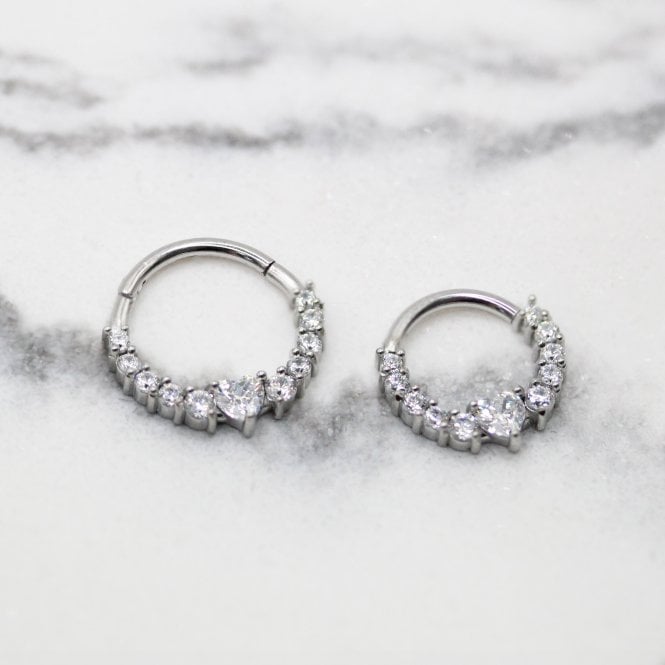 kingsley ryan Steel Eternity Heart Hinged Ring - 1.2mm