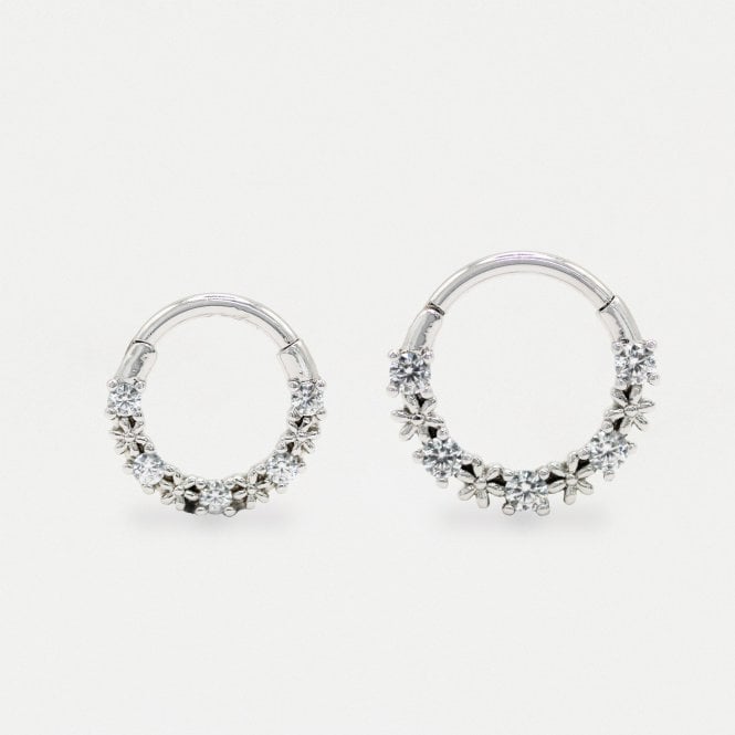 kingsley ryan Steel Flower Hinged Segment Ring - 1.2mm