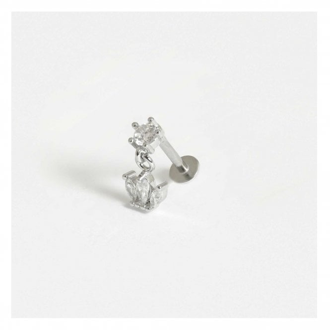 kingsley ryan Steel Labret Stud with Crown Charm Dangley