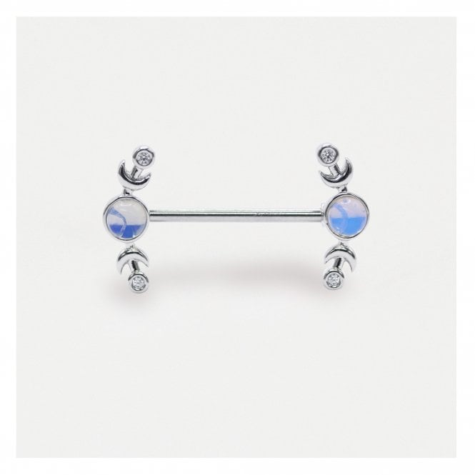 kingsley ryan Steel Moonstone Crescents Steel Nipple Bar