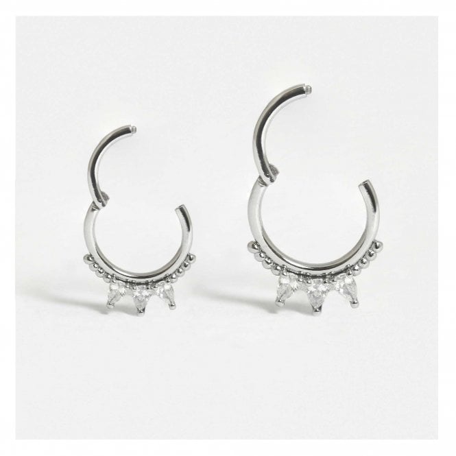 kingsley ryan Steel Petal Hinged Segment Ring with Beading -1.2mm