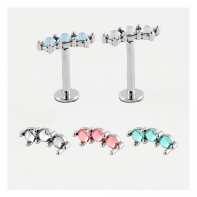 kingsley ryan Steel Triple Gemset Labret - Internally Threaded