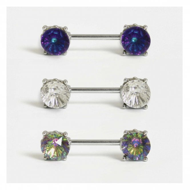 kingsley ryan Steel Twice as Nice Crystal Nipple Bar
