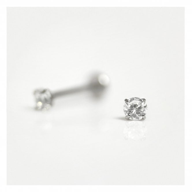 kingsley ryan Titanium 3mm Round CZ Clawset Labret - 1.2mm