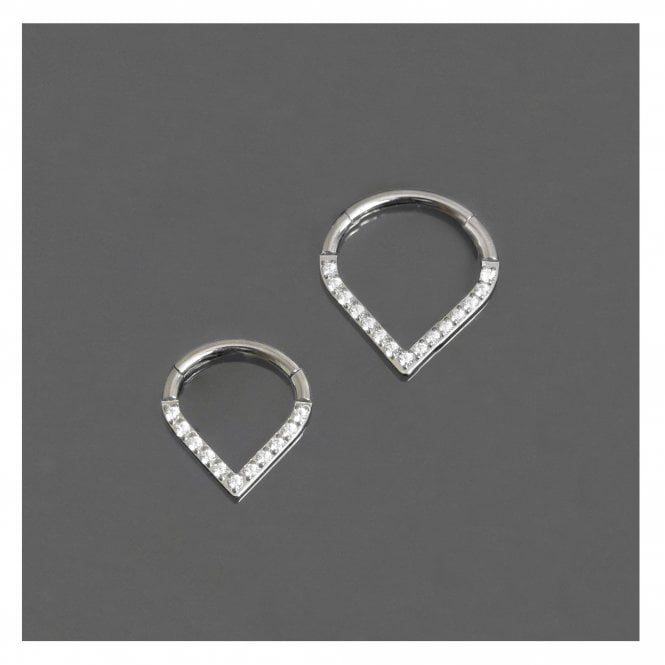 kingsley ryan Titanium Sparkly Teardrop Segment Ring - 1.2mm