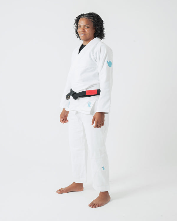 Kingz The ONE Womens Jiu Jitsu Gi - White/Sky Blue - FREE White Belt - 2023 Version