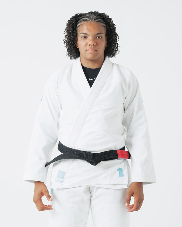 kingz The ONE Womens Jiu Jitsu Gi - White/Sky Blue - FREE White Belt - 2023 Version