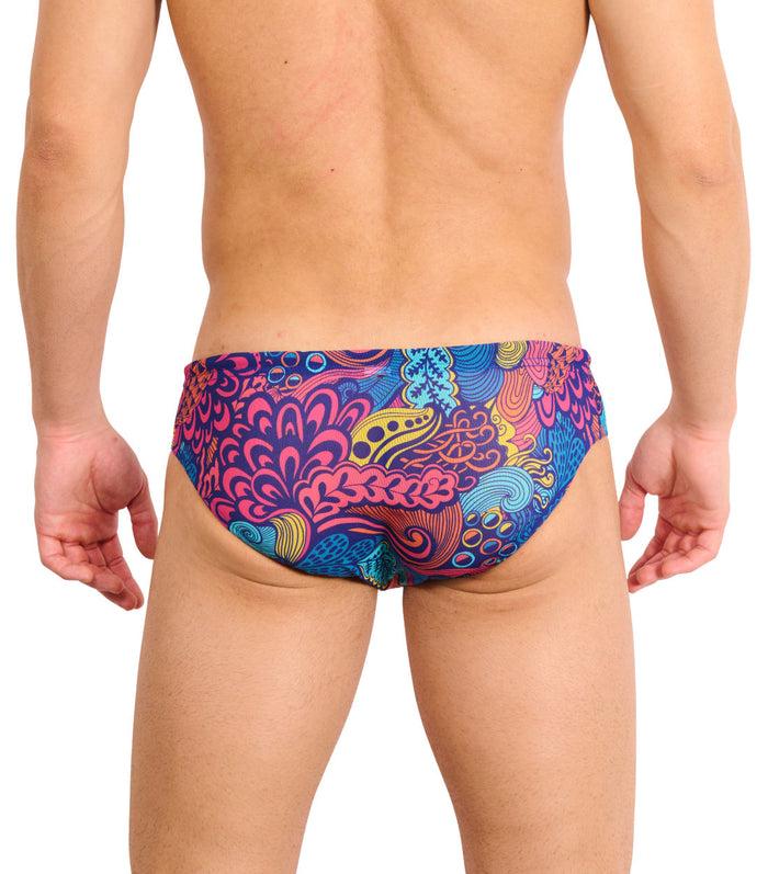 Kiniki Floral Wave Tan Through Deep Waist Swim Brief