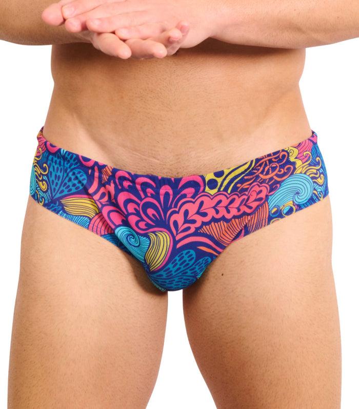 kiniki Floral Wave Tan Through Deep Waist Swim Brief