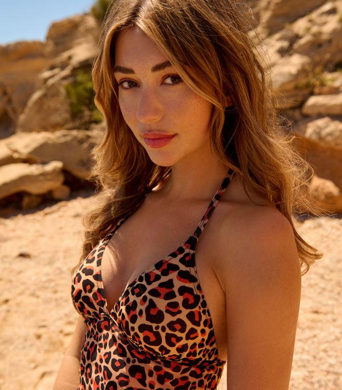 Kiniki Cheetah Tan Through Tankini Top
