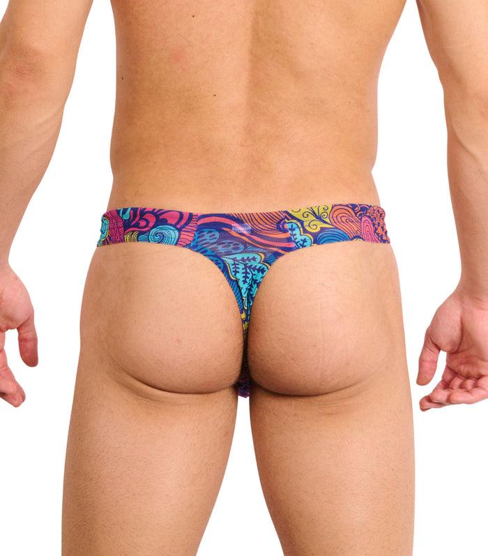 Kiniki Floral Wave Tan Through Swim Thong