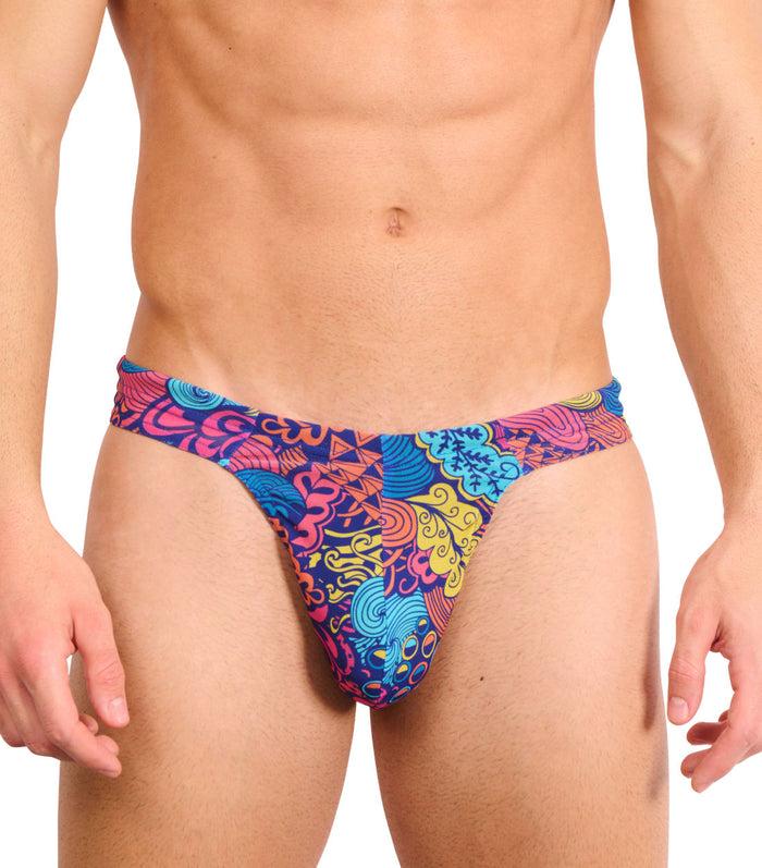kiniki Floral Wave Tan Through Swim Thong