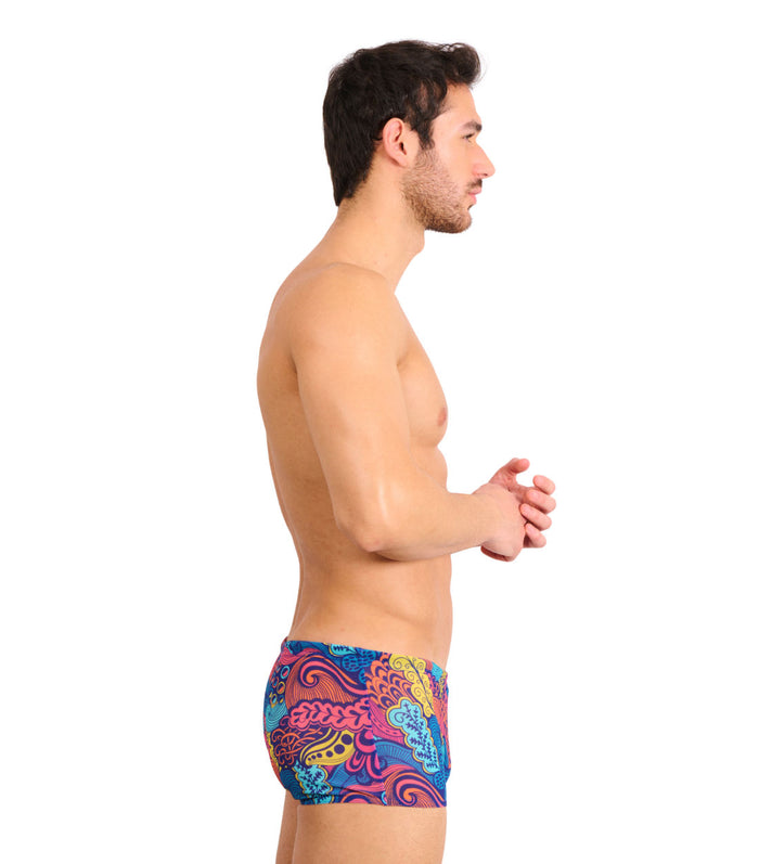 Kiniki Floral Wave Tan Through Swim Trunks