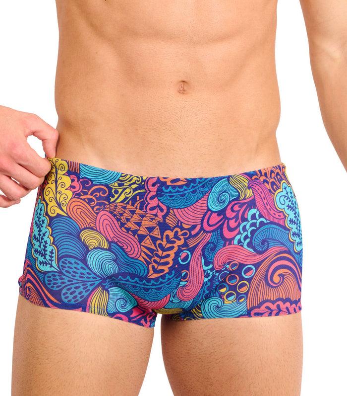 kiniki Floral Wave Tan Through Swim Trunks