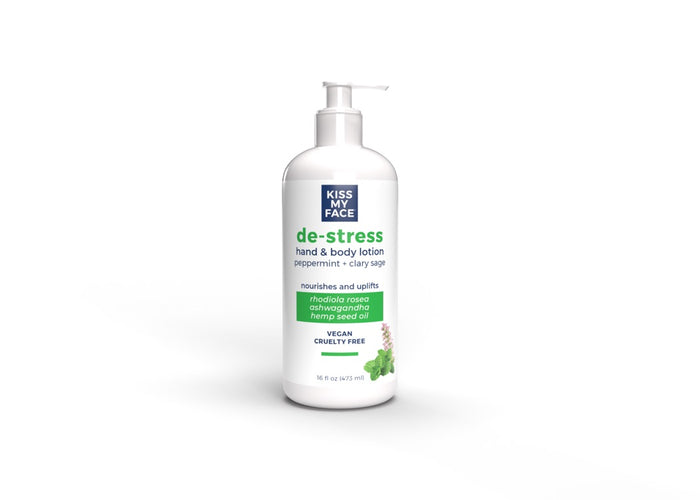 Kiss My Face De-Stress Hand & Body Lotion - Peppermint + Clary Sage