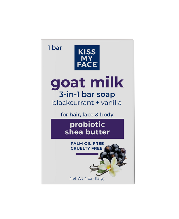 kiss my face Goat Milk 3-in-1 Bar Soap - Blackcurrant + Vanilla