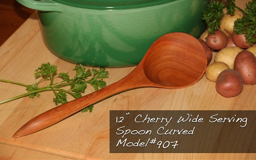 kitchengrips Cherry Wood Curved Wide Serving Spoon