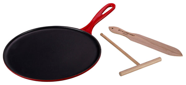 kitchengrips Crêpe Pan Cerise Enameled Cast Iron