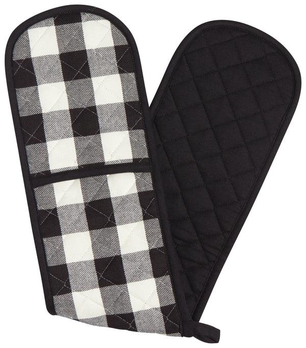 kitchengrips Double Handed Oven Mitt - Black Check