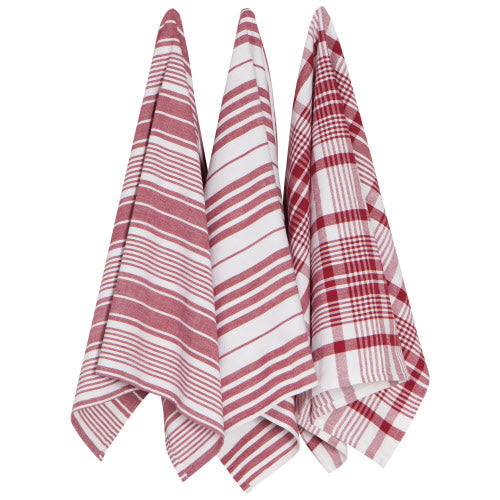 kitchengrips Jumbo Tea Towel - Set of 3 Carmine Red