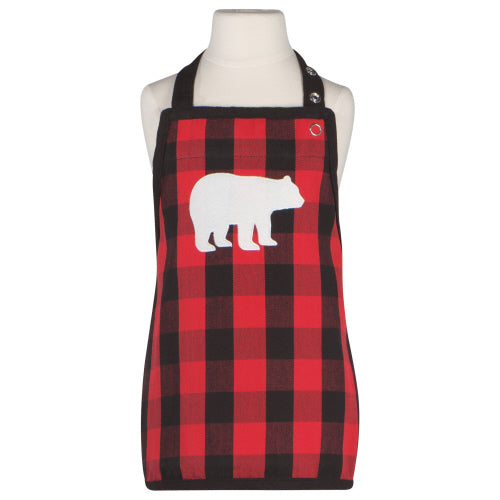 kitchengrips Junior Apron - Buffalo Check Bear