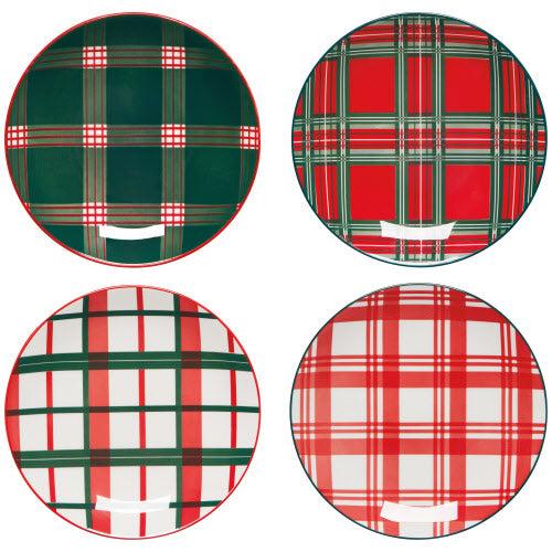 kitchengrips Plate Set Appetizer Holiday Plaid