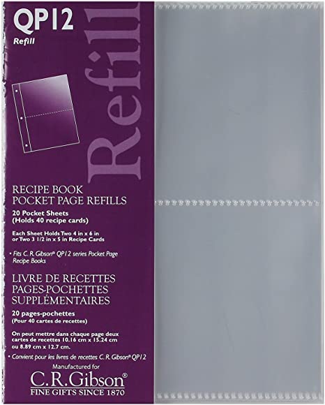kitchengrips Recipe Book Pocket Page Refills