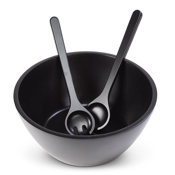 kitchengrips Salad Bowl & Servers Black (3 piece set)