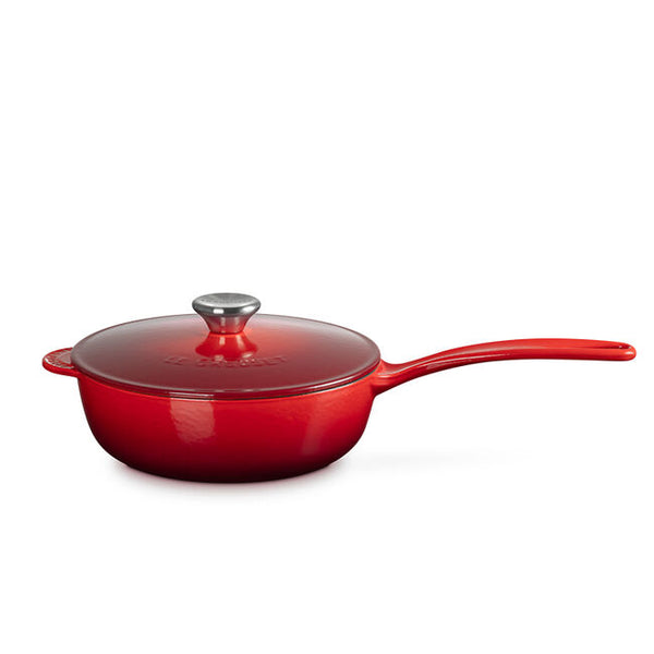 Kitchengrips Saucier Pan Cerise Enameled Cast Iron