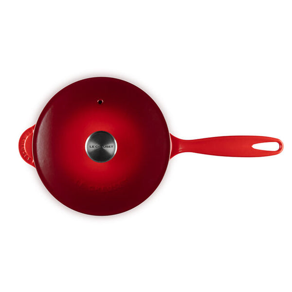 Kitchengrips Saucier Pan Cerise Enameled Cast Iron