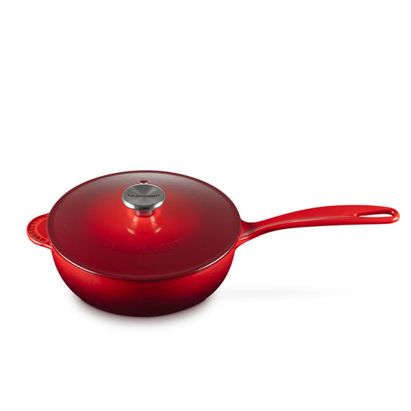 kitchengrips Saucier Pan Cerise Enameled Cast Iron