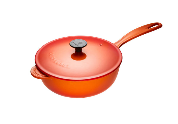 kitchengrips Saucier Pan Flame Enameled Cast Iron