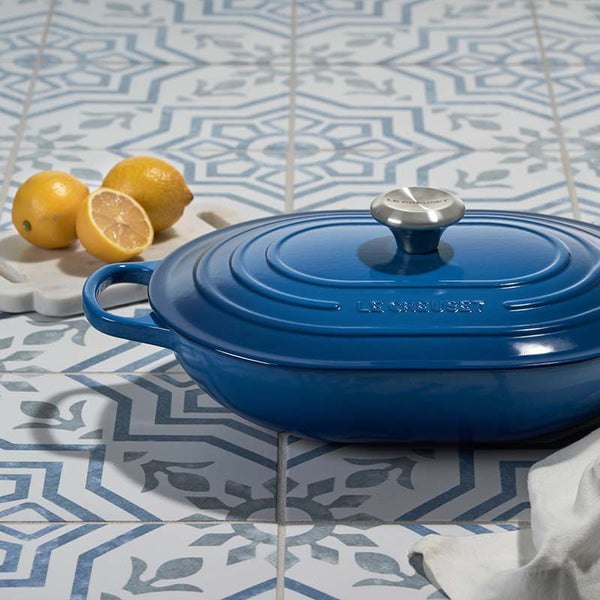 Kitchengrips Oblong Casserole Blueberry Enameled Cast Iron