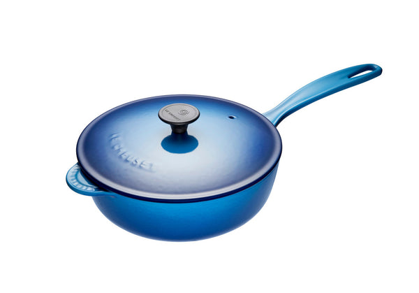 kitchengrips Saucier Pan Blueberry Enameled Cast Iron