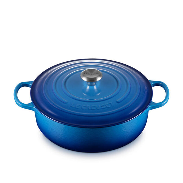 kitchengrips Shallow Round Oven Blueberry Enameled Cast Iron