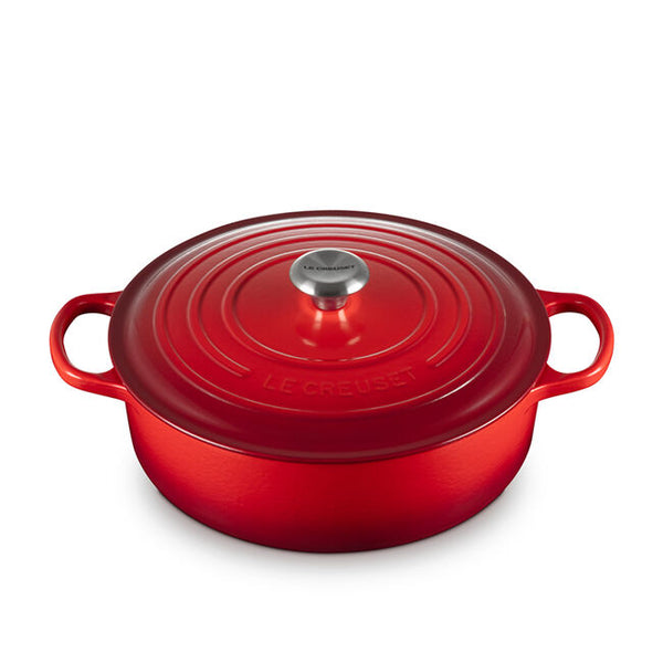 kitchengrips Shallow Round Oven Cerise Enameled Cast Iron